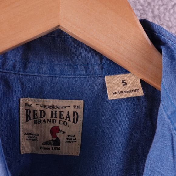 Red Head Brand Co Mens Blue Short Sleeve Button Up Shirt Size S Utility Pockets - Picture 4 of 7
